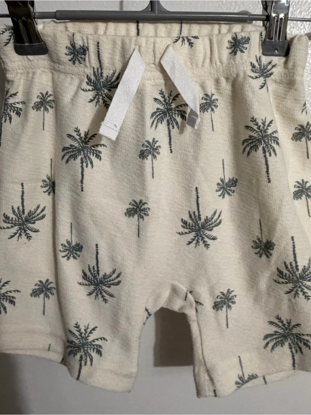 Carter's Cream w/ Palm Print 3 pc set Button-Up Shirt, shorts and one piece 24mo